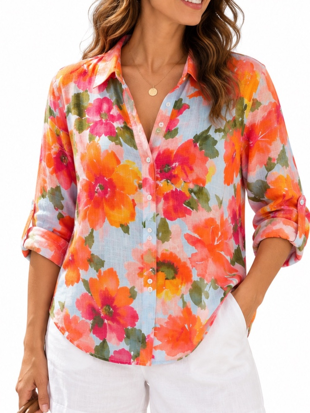 Joie 100% Linen Floral Button-Up Shirt size S